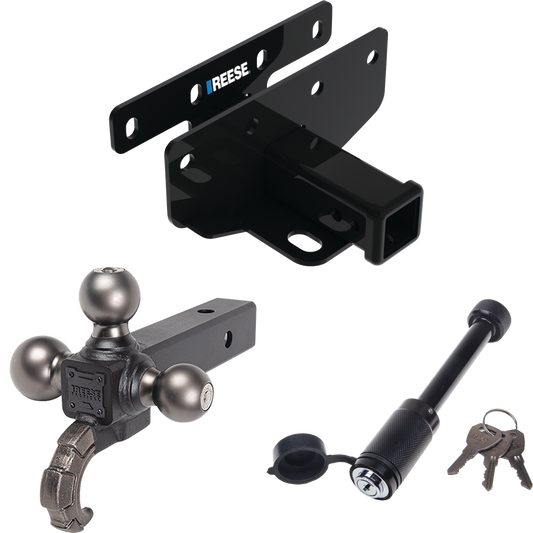 Fits 2018-2018 Jeep Wrangler JK Trailer Hitch Tow PKG + Triple Ball Tactical Ball Mount 1-7/8" & 2" & 2-5/16" Balls w/ Tow Hook + Tactical Dogbone Lock (Excludes: w/Right Hand Drive Models) By Reese Towpower