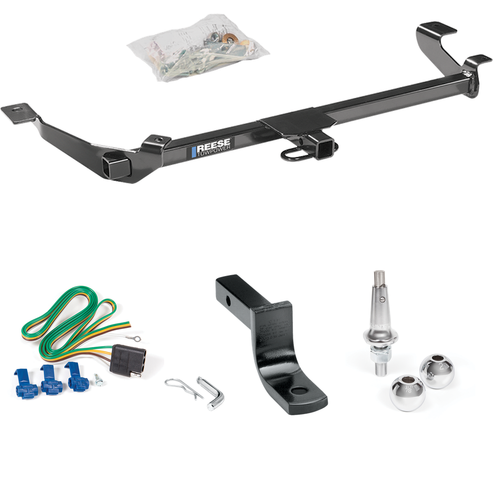 Fits 2005-2006 Pontiac Pursuit Trailer Hitch Tow PKG w/ 4-Flat Wiring Harness + Draw-Bar + Interchangeable 1-7/8" & 2" Balls (For Sedan, (Canada Only) Models) By Reese Towpower