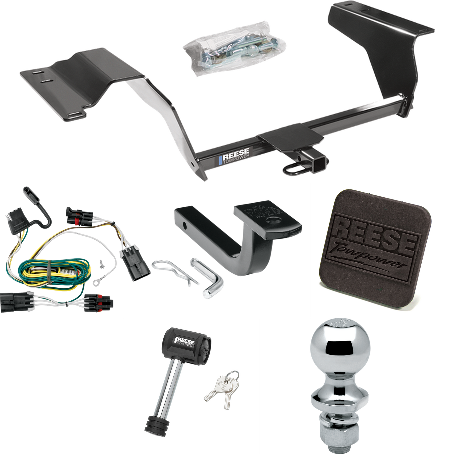 Fits 2008-2008 Chevrolet Cobalt Sport Trailer Hitch Tow PKG w/ 4-Flat Wiring Harness + Draw-Bar + 1-7/8" Ball + Hitch Cover + Hitch Lock (For Coupe Models) By Reese Towpower