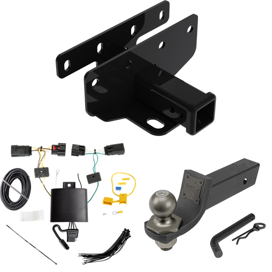 Fits 2018-2023 Jeep Wrangler Trailer Hitch Tow PKG w/ 4-Flat Wiring + Interlock Tactical Starter Kit w/ 2" Drop & 2" Ball (For JL (New Body Style) Models) By Draw-Tite