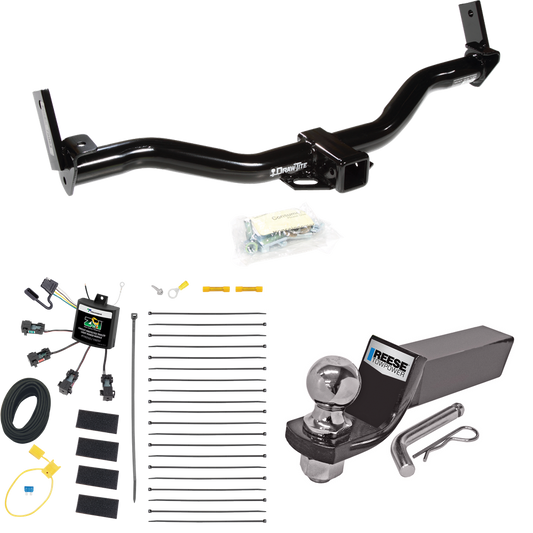 Fits 1995-2001 Ford Explorer Trailer Hitch Tow PKG w/ 4-Flat Zero Contact "No Splice" Wiring + Starter Kit Ball Mount w/ 2" Drop & 2" Ball By Draw-Tite