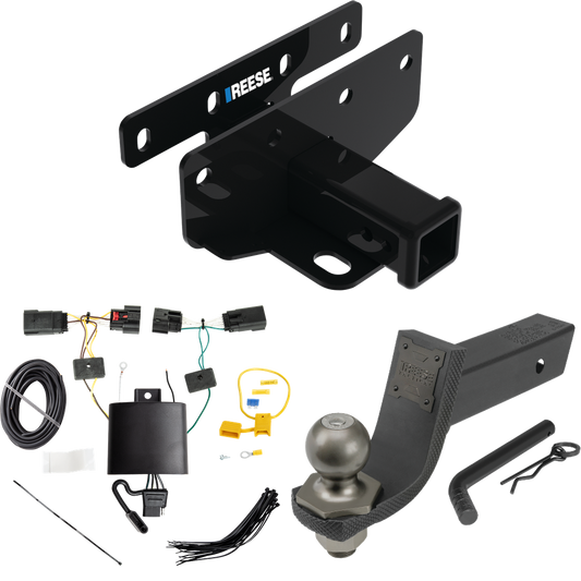 Fits 2018-2023 Jeep Wrangler Trailer Hitch Tow PKG w/ 4-Flat Wiring + Interlock Tactical Starter Kit w/ 3-1/4" Drop & 2" Ball (For JL (New Body Style) Models) By Reese Towpower