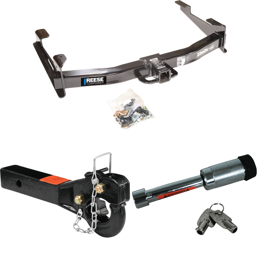 Fits 2001-2002 GMC Sierra 2500 HD Trailer Hitch Tow PKG w/ 10K Pintle Hook + Hitch Lock By Reese Towpower