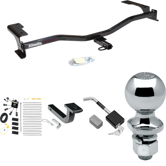 Fits 2010-2012 Lincoln MKZ Trailer Hitch Tow PKG w/ 4-Flat Zero Contact "No Splice" Wiring Harness + Draw-Bar + 2" Ball + Hitch Lock By Draw-Tite