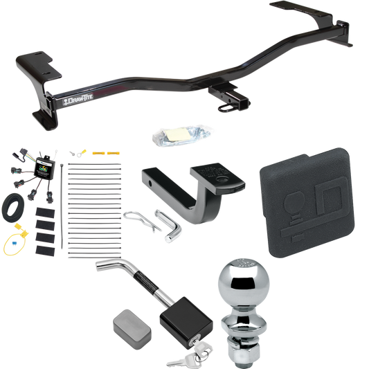 Fits 2010-2011 Mercury Milan Trailer Hitch Tow PKG w/ 4-Flat Zero Contact "No Splice" Wiring Harness + Draw-Bar + 2" Ball + Hitch Cover + Hitch Lock By Draw-Tite