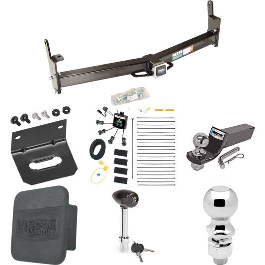 Fits 1997-2001 Mercury Mountaineer Trailer Hitch Tow PKG w/ 4-Flat Zero Contact "No Splice" Wiring + Starter Kit Ball Mount w/ 2" Drop & 2" Ball + 2-5/16" Ball + Wiring Bracket + Hitch Lock + Hitch Cover By Reese Towpower