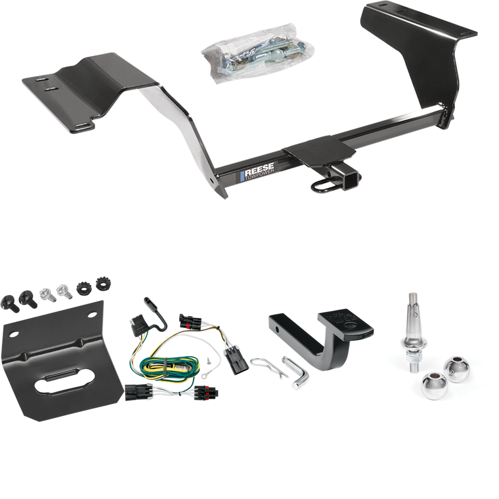 Fits 2006-2011 Chevrolet HHR Trailer Hitch Tow PKG w/ 4-Flat Wiring Harness + Draw-Bar + Interchangeable 1-7/8" & 2" Balls + Wiring Bracket By Reese Towpower