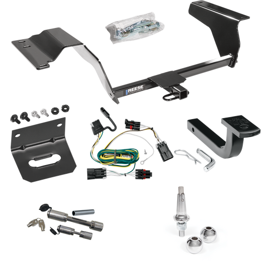 Fits 2008-2010 Chevrolet HHR SS Trailer Hitch Tow PKG w/ 4-Flat Wiring Harness + Draw-Bar + Interchangeable 1-7/8" & 2" Balls + Wiring Bracket + Dual Hitch & Coupler Locks By Reese Towpower