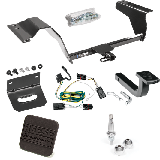 Se adapta al paquete de remolque con enganche para remolque Chevrolet HHR 2006-2011 con arnés de cableado de 4 planos + barra de tracción + bolas intercambiables de 1-7/8" y 2" + soporte de cableado + cubierta de enganche de Reese Towpower