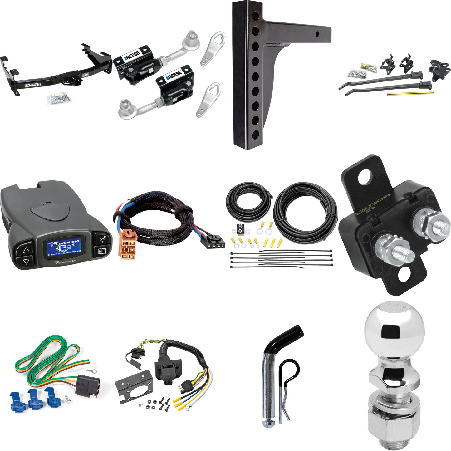 Fits 2003-2007 Chevrolet Silverado 3500 Trailer Hitch Tow PKG w/ 12K Trunnion Bar Weight Distribution Hitch + Pin/Clip + Dual Cam Sway Control + 2-5/16" Ball + Tekonsha Prodigy P3 Brake Control + Plug & Play BC Adapter + 7-Way RV Wiring (For (Classic