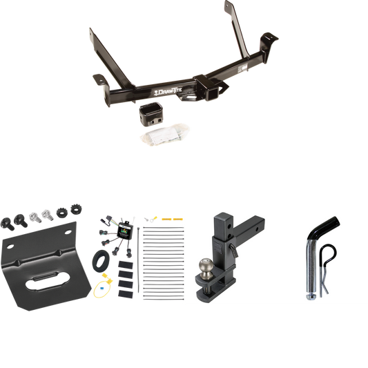 Fits 1997-2001 Mercury Mountaineer Trailer Hitch Tow PKG w/ 4-Flat Zero Contact "No Splice" Wiring Harness + Adjustable Drop Rise Clevis Hitch Ball Mount w/ 2" Ball + Pin/Clip + Wiring Bracket By Draw-Tite