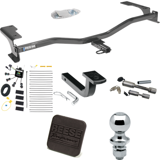 Fits 2010-2012 Lincoln MKZ Trailer Hitch Tow PKG w/ 4-Flat Zero Contact "No Splice" Wiring Harness + Draw-Bar + 1-7/8" Ball + Hitch Cover + Dual Hitch & Coupler Locks By Reese Towpower