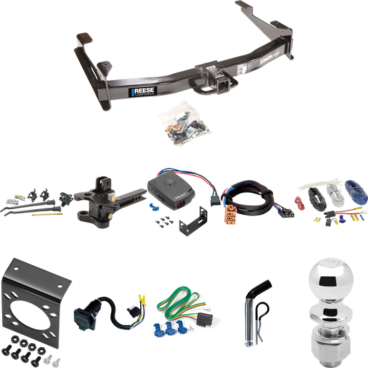 Fits 2003-2007 Chevrolet Silverado 3500 Trailer Hitch Tow PKG w/ 17K Trunnion Bar Weight Distribution Hitch + Pin/Clip + 2-5/16" Ball + Pro Series Pilot Brake Control + Plug & Play BC Adapter + 7-Way RV Wiring (For (Classic) Models) By Reese Towpower