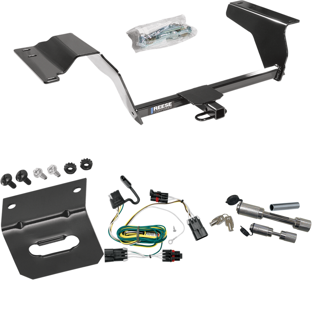 Fits 2007-2009 Pontiac G5 Trailer Hitch Tow PKG w/ 4-Flat Wiring Harness + Wiring Bracket + Dual Hitch & Coupler Locks (For GT Models) By Reese Towpower