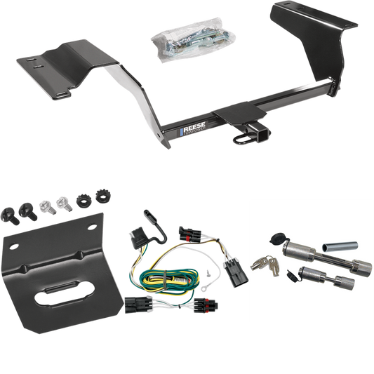 Fits 2007-2009 Pontiac G5 Trailer Hitch Tow PKG w/ 4-Flat Wiring Harness + Wiring Bracket + Dual Hitch & Coupler Locks (For GT Models) By Reese Towpower