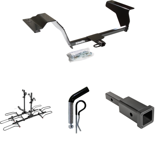 Fits 2008-2010 Chevrolet HHR SS Trailer Hitch Tow PKG w/ Hitch Adapter 1-1/4" to 2" Receiver + 1/2" Pin & Clip + 4 Bike Carrier Platform Rack By Draw-Tite