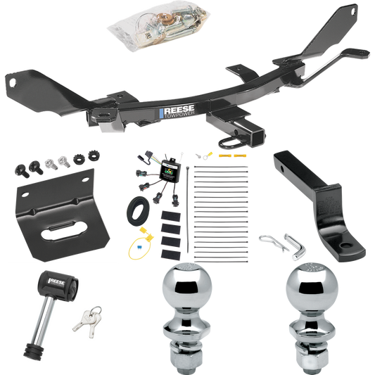 Se adapta al paquete de remolque con enganche para remolque Mercury Milan 2006-2009 con arnés de cableado de 4 contactos planos "sin empalme" + barra de tracción + bola de 1-7/8" + 2" + soporte de cableado + bloqueo de enganche de Reese Towpower