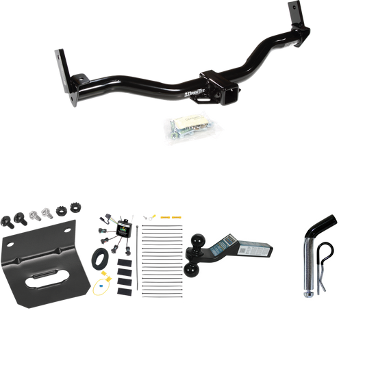 Se adapta al paquete de remolque con enganche para remolque Ford Explorer 1995-2001 con arnés de cableado de 4 contactos planos "sin empalme" + soporte de bola doble bolas de remolque de 2" y 2-5/16" + pasador/clip + soporte de cableado de Draw-Tite