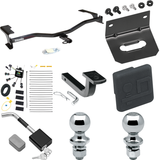 Fits 2010-2011 Mercury Milan Trailer Hitch Tow PKG w/ 4-Flat Zero Contact "No Splice" Wiring Harness + Draw-Bar + 1-7/8" + 2" Ball + Wiring Bracket + Hitch Cover + Hitch Lock By Draw-Tite