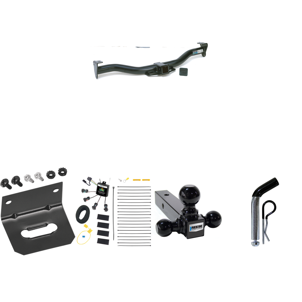 Fits 1997-2001 Mercury Mountaineer Trailer Hitch Tow PKG w/ 4-Flat Zero Contact "No Splice" Wiring Harness + Triple Ball Ball Mount 1-7/8" & 2" & 2-5/16" Trailer Balls + Pin/Clip + Wiring Bracket By Reese Towpower