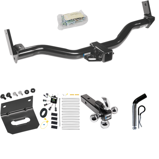 Fits 1997-2001 Mercury Mountaineer Trailer Hitch Tow PKG w/ 4-Flat Zero Contact "No Splice" Wiring Harness + Triple Ball Ball Mount 1-7/8" & 2" & 2-5/16" Trailer Balls w/ Tow Hook + Pin/Clip + Wiring Bracket By Reese Towpower