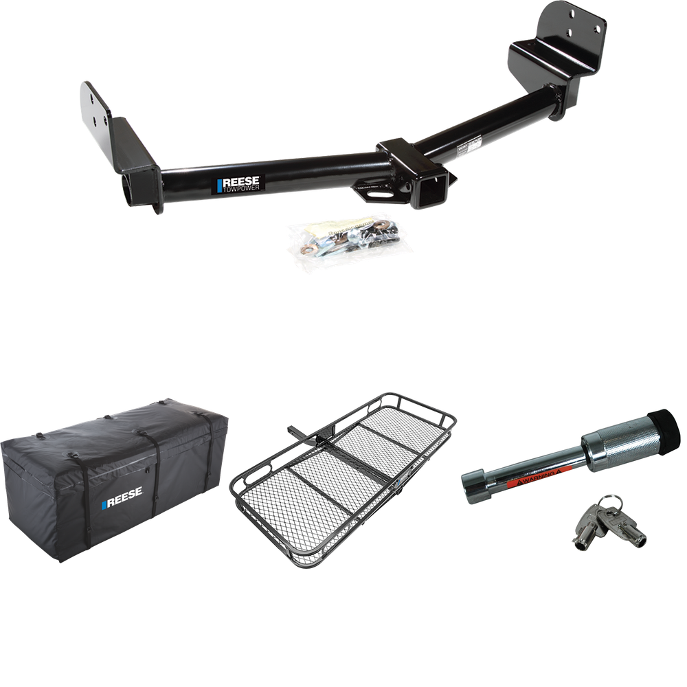 Fits 2002-2005 Ford Explorer Trailer Hitch Tow PKG w/ 60" x 24" Cargo Carrier + Cargo Bag + Hitch Lock By Reese Towpower