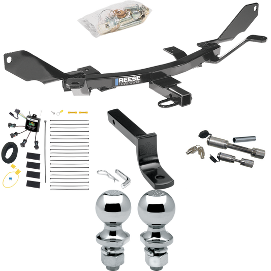 Fits 2007-2009 Lincoln MKZ Trailer Hitch Tow PKG w/ 4-Flat Zero Contact "No Splice" Wiring Harness + Draw-Bar + 1-7/8" + 2" Ball + Dual Hitch & Coupler Locks By Reese Towpower