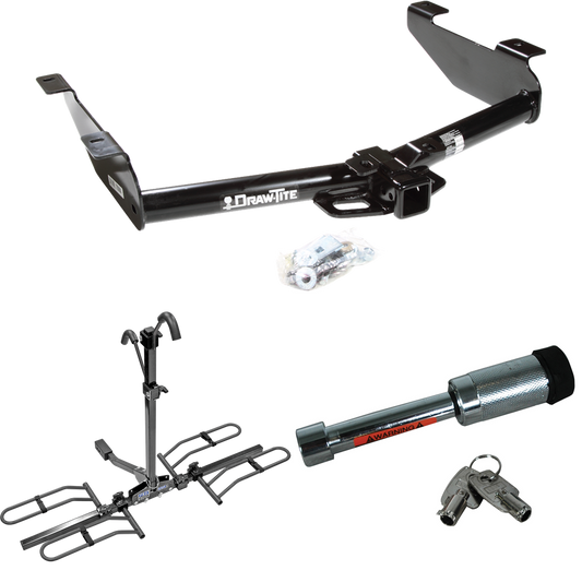 Fits 2001-2002 Chevrolet Silverado 3500 Trailer Hitch Tow PKG w/ 2 Bike Plaform Style Carrier Rack + Hitch Lock By Draw-Tite