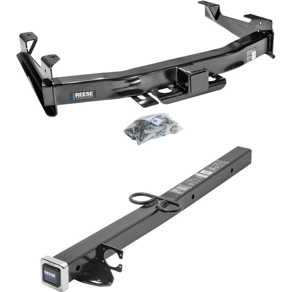 Fits 2007-2010 Chevrolet Silverado 3500 HD Trailer Hitch Tow PKG w/ 2-1/2" to 2" Adapter 24" Length By Reese Towpower