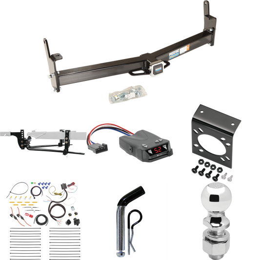 Fits 1995-2001 Ford Explorer Trailer Hitch Tow PKG w/ 6K Round Bar Weight Distribution Hitch w/ 2-5/16" Ball + 2" Ball + Pin/Clip + Tekonsha Brakeman IV Brake Control + 7-Way RV Wiring By Reese Towpower