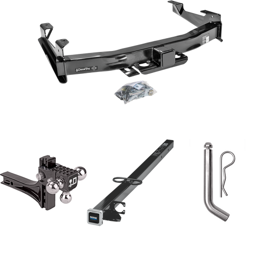 Fits 2001-2002 Chevrolet Silverado 2500 HD Trailer Hitch Tow PKG w/ 2-1/2" to 2" Adapter 41" Length + Adjustable Drop Rise Triple Ball Ball Mount 1-7/8" & 2" & 2-5/16" Trailer Balls + Pin/Clip By Draw-Tite