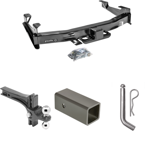 Fits 2007-2010 GMC Sierra 3500 HD Trailer Hitch Tow PKG w/ 2-1/2" to 2" Adapter 6" Length + Adjustable Drop Rise Dual Ball Ball Mount 2" & 2-5/16" Trailer Balls + Pin/Clip By Draw-Tite