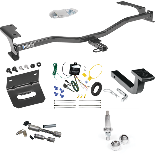 Fits 2010-2012 Lincoln MKZ Trailer Hitch Tow PKG w/ 4-Flat Wiring Harness + Draw-Bar + Interchangeable 1-7/8" & 2" Balls + Wiring Bracket + Dual Hitch & Coupler Locks By Reese Towpower