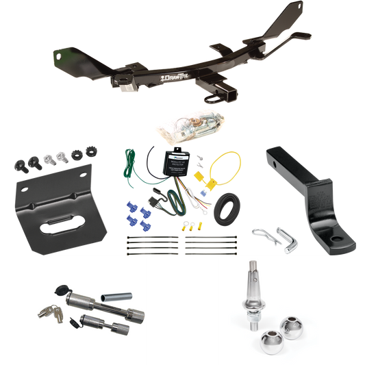 Se adapta al paquete de remolque con enganche para remolque Mercury Milan 2006-2009 con arnés de cableado de 4 planos + barra de tracción + bolas intercambiables de 1-7/8" y 2" + soporte de cableado + enganche doble y cerraduras de acoplador de Draw-Tite