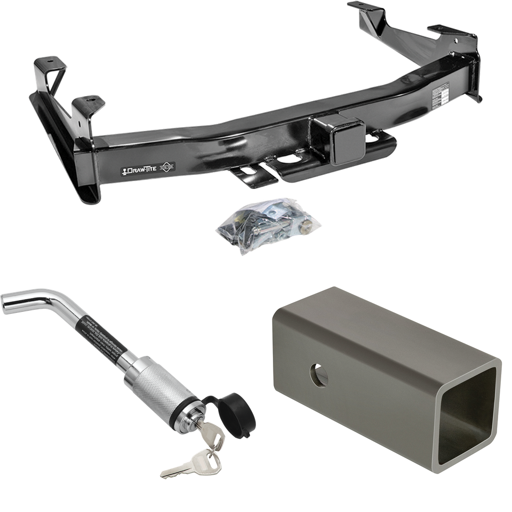 Fits 2007-2010 GMC Sierra 2500 HD Trailer Hitch Tow PKG w/ 2-1/2" to 2" Adapter 6" Length + Hitch Lock By Draw-Tite