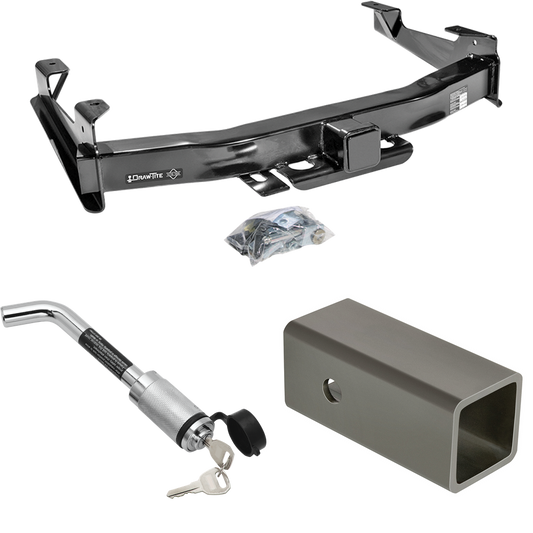 Fits 2007-2010 GMC Sierra 2500 HD Trailer Hitch Tow PKG w/ 2-1/2" to 2" Adapter 6" Length + Hitch Lock By Draw-Tite