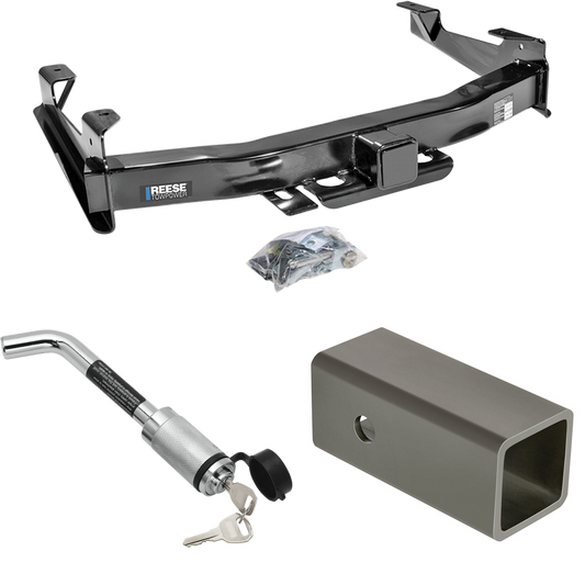 Fits 2001-2002 Chevrolet Silverado 3500 Trailer Hitch Tow PKG w/ 2-1/2" to 2" Adapter 6" Length + Hitch Lock By Reese Towpower