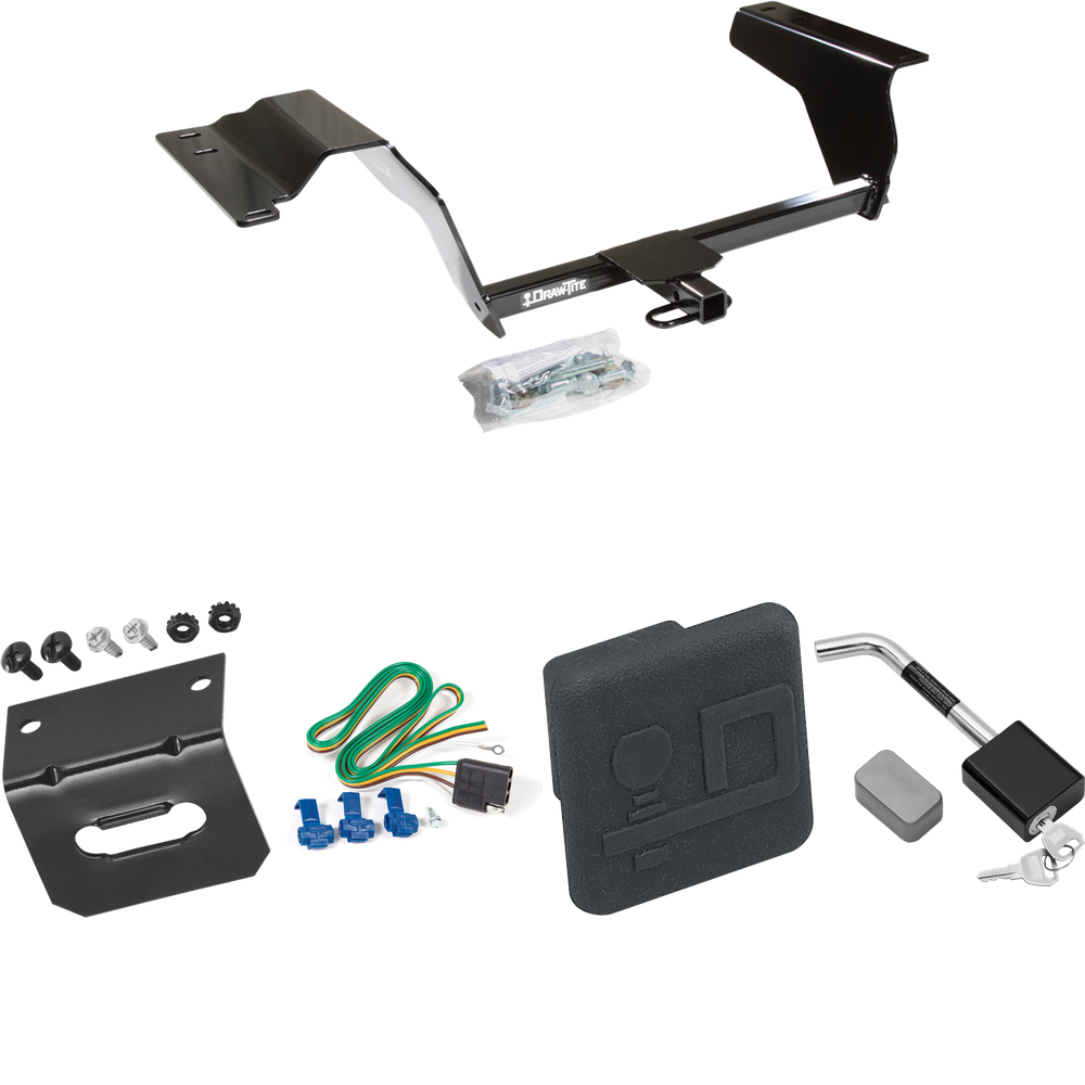 Fits 2008-2008 Chevrolet Cobalt Sport Trailer Hitch Tow PKG w/ 4-Flat Wiring Harness + Hitch Cover + Hitch Lock (For Sedan Models) By Draw-Tite