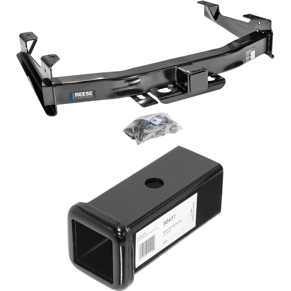 Fits 2007-2010 Chevrolet Silverado 2500 HD Trailer Hitch Tow PKG w/ 2-1/2" to 2" Adapter 7" Length By Reese Towpower