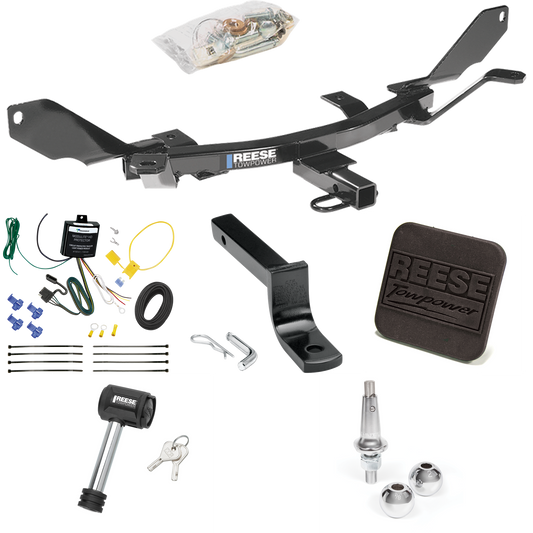 Se adapta al paquete de remolque con enganche para remolque Mercury Milan 2006-2009 con arnés de cableado de 4 planos + barra de tracción + bolas intercambiables de 1-7/8" y 2" + cubierta de enganche + bloqueo de enganche de Reese Towpower