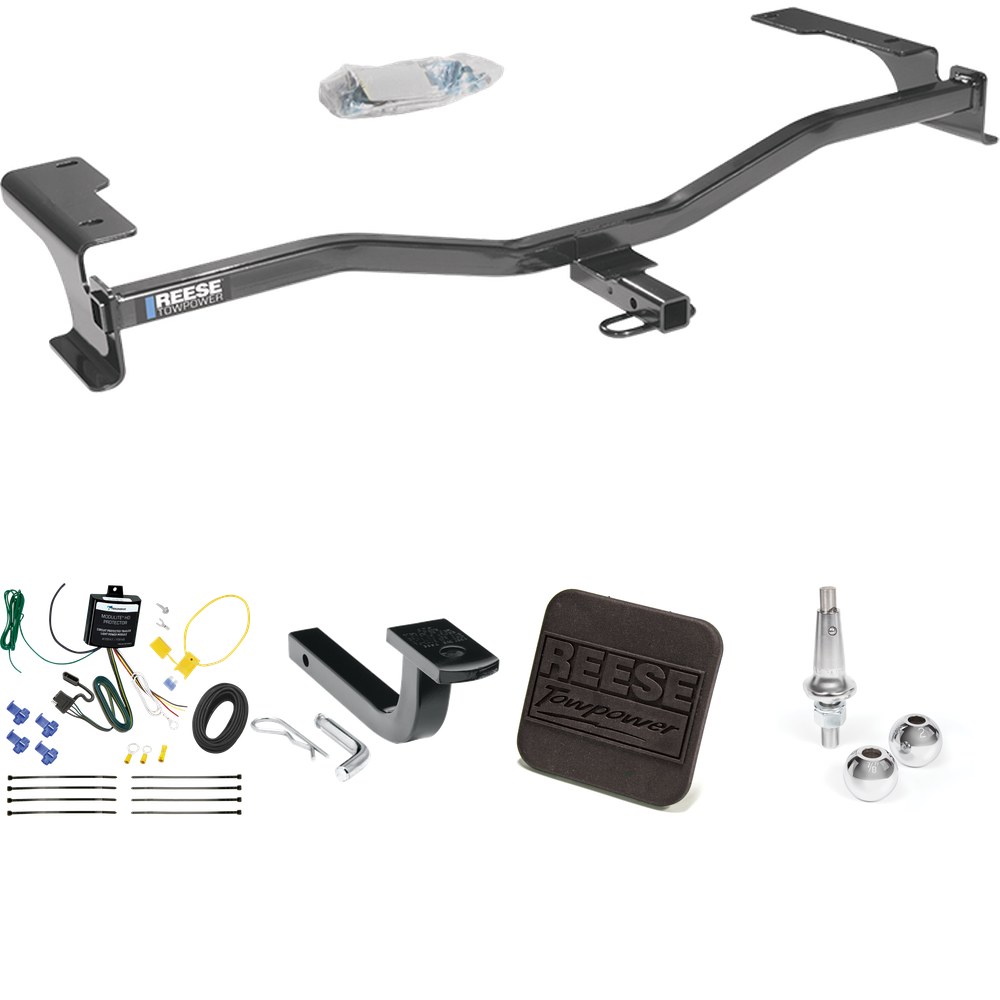 Se adapta al paquete de remolque con enganche para remolque Mercury Milan 2010-2011 con arnés de cableado de 4 planos + barra de tracción + bolas intercambiables de 1-7/8" y 2" + cubierta de enganche de Reese Towpower