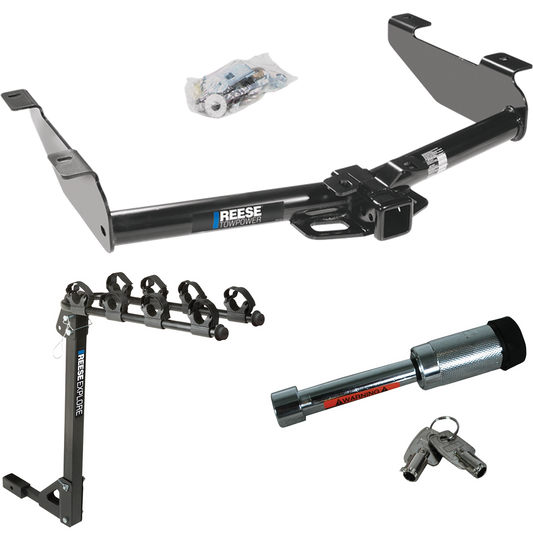 Fits 2001-2002 Chevrolet Silverado 3500 Trailer Hitch Tow PKG w/ 4 Bike Carrier Rack + Hitch Lock By Reese Towpower