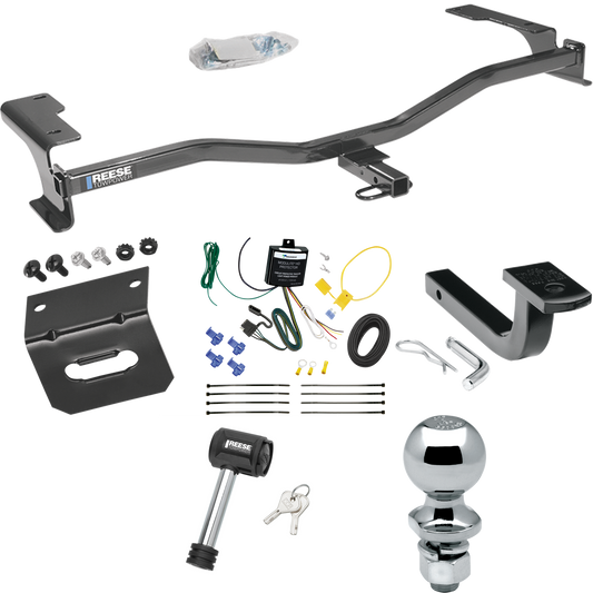 Se adapta al paquete de remolque con enganche para remolque Lincoln MKZ 2010-2012 con arnés de cableado de 4 planos + barra de tracción + bola de 2" + soporte de cableado + bloqueo de enganche de Reese Towpower