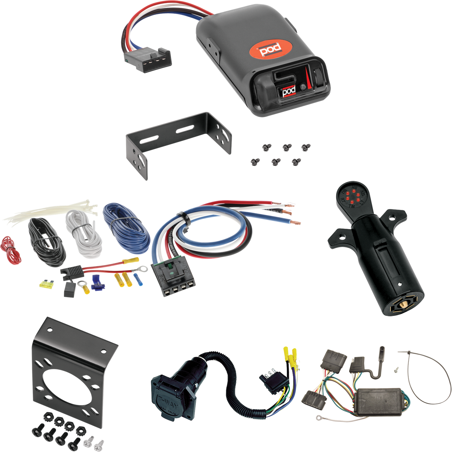 Se adapta al cableado de 7 vías GMC Canyon RV 2004-2012 + control de freno POD serie Pro + adaptador de cableado BC genérico + probador de 7 vías de Tekonsha