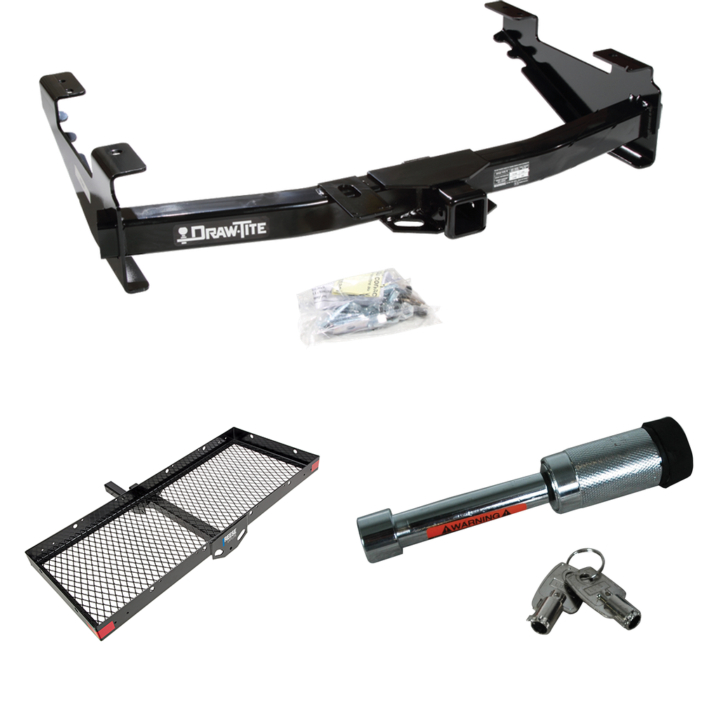 Fits 2003-2007 Chevrolet Silverado 3500 Trailer Hitch Tow PKG w/ 48" x 20" Cargo Carrier + Hitch Lock (For (Classic) Models) By Draw-Tite