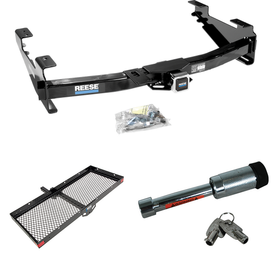 Fits 2003-2007 Chevrolet Silverado 2500 HD Trailer Hitch Tow PKG w/ 48" x 20" Cargo Carrier + Hitch Lock (For (Classic) Models) By Reese Towpower