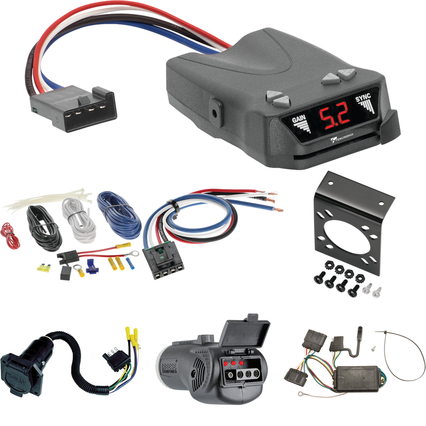 Fits 2007-2008 Isuzu i-290 7-Way RV Wiring + Tekonsha Brakeman IV Brake Control + Generic BC Wiring Adapter + 2 in 1 Tester & 7-Way to 4-Way Adapter By Tekonsha