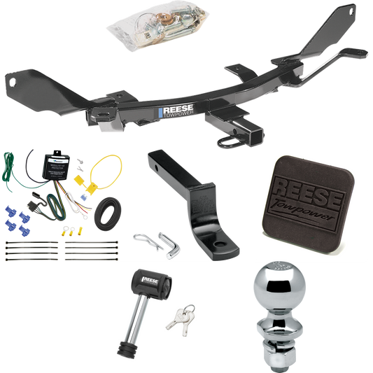Fits 2007-2009 Lincoln MKZ Trailer Hitch Tow PKG w/ 4-Flat Wiring Harness + Draw-Bar + 2" Ball + Hitch Cover + Hitch Lock By Reese Towpower