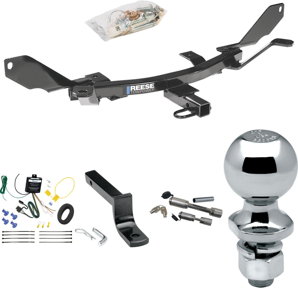 Se adapta al paquete de remolque con enganche para remolque Mercury Milan 2006-2009 con arnés de cableado de 4 planos + barra de tracción + bola de 2" + enganche doble y cerraduras de acoplador de Reese Towpower