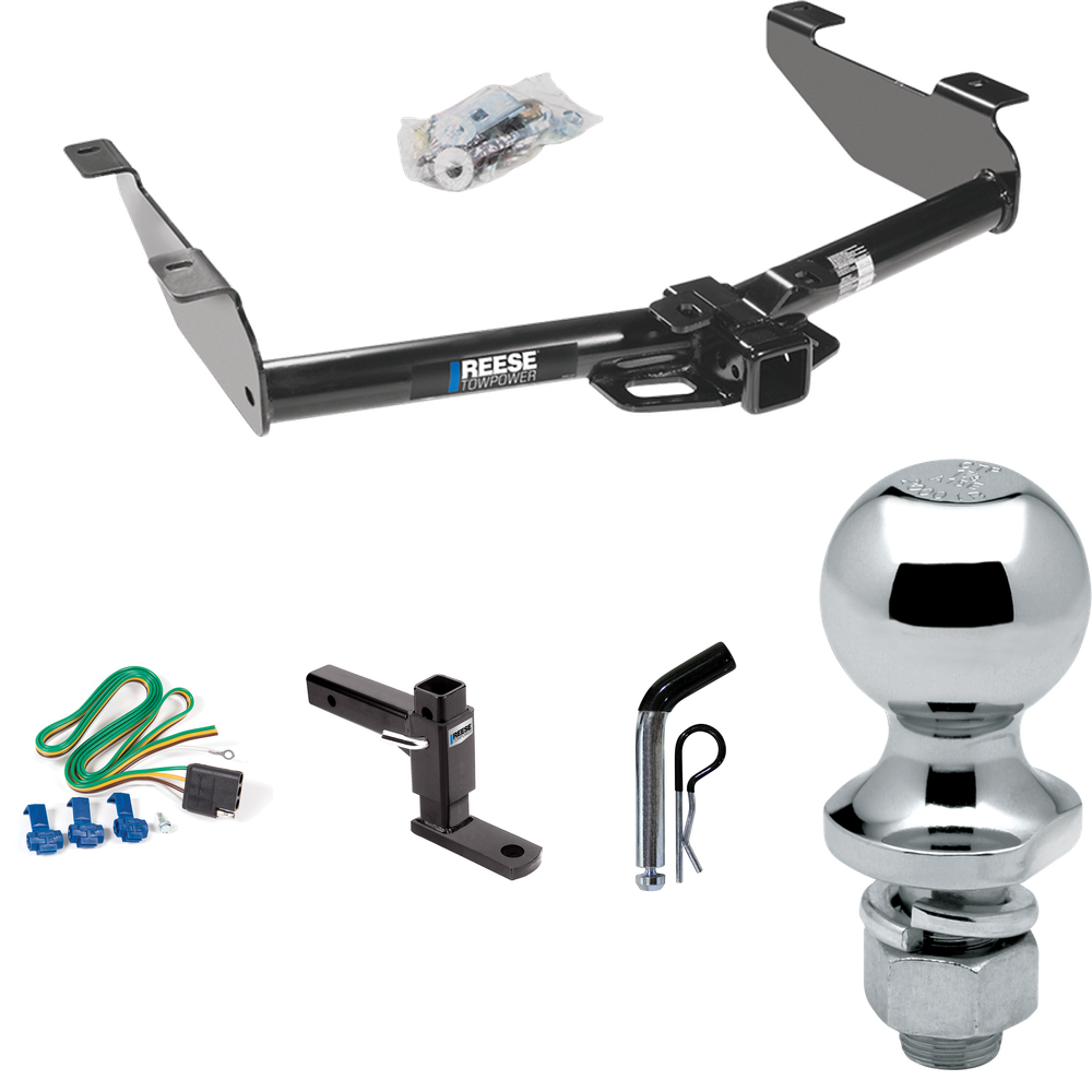 Fits 2001-2002 GMC Sierra 3500 Trailer Hitch Tow PKG w/ 4-Flat Wiring + Adjustable Drop Rise Ball Mount + Pin/Clip + 1-7/8" Ball By Reese Towpower